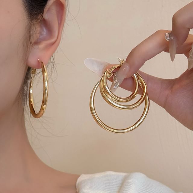 Seirios-Polished Alloy Hoop Earring Various Designs