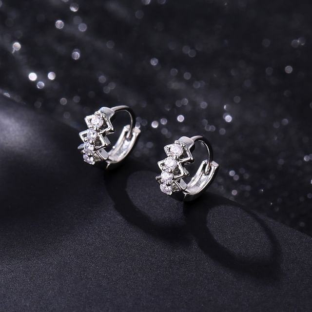 Seirios-Rhinestone Alloy Huggie Earring