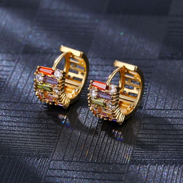 Seirios-Rhinestone Hoop Earring