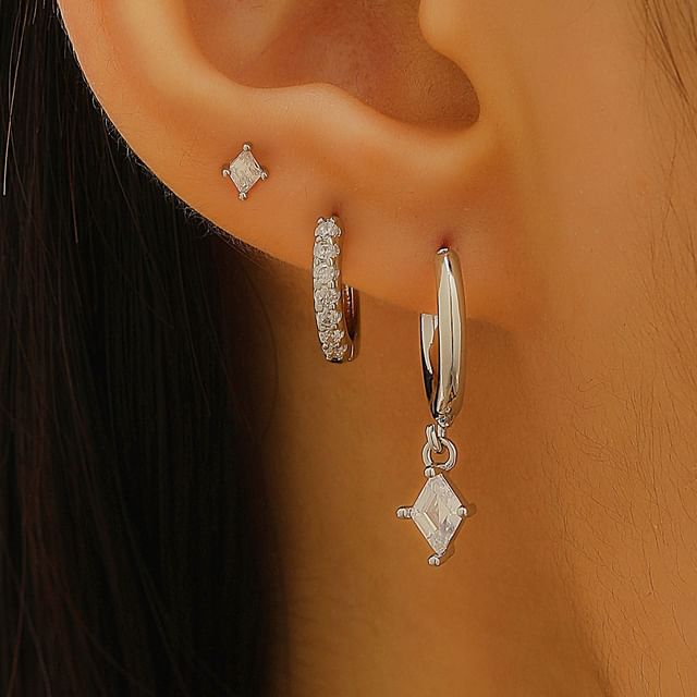 Seirios-Set CZ Huggie Earring Drop Earring Stud Earring