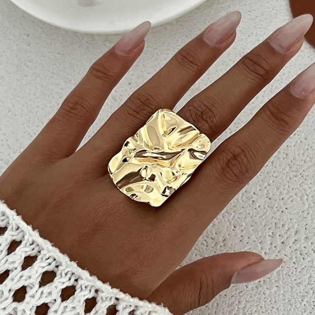 Seirios-Shirred Foil Alloy Open Ring