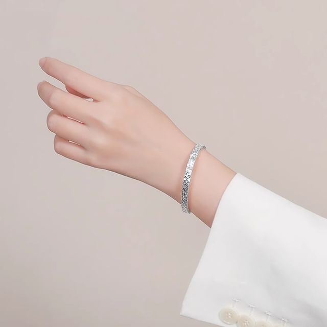 Seirios-Silver Tone Textured Bangle