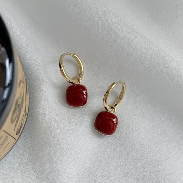Seirios-Square Glaze Alloy Drop Earring