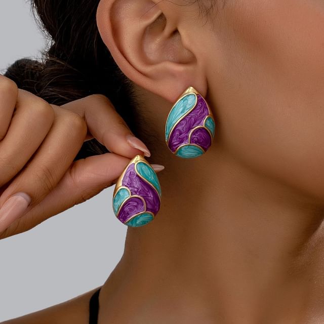 Seirios-Teardrop Glaze Statement Ear Stud