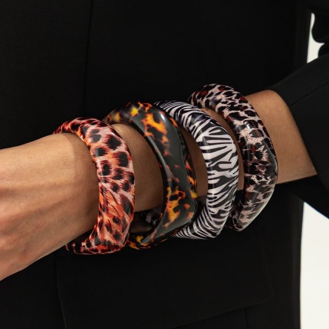 Seirios-Zebra Print Leopard Print Resin Bangle Various Designs