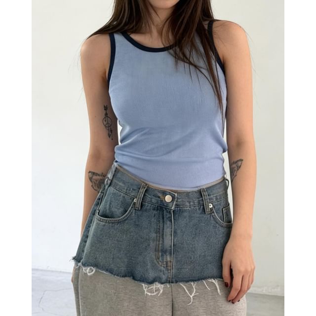 Seoulchic-Contrast Trim Tank Top