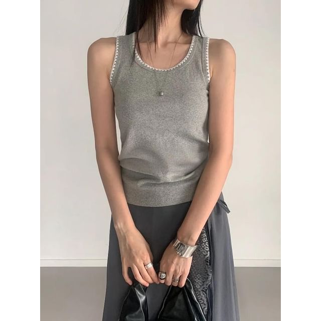 Seoulchic-Contrast Trim Tank Top