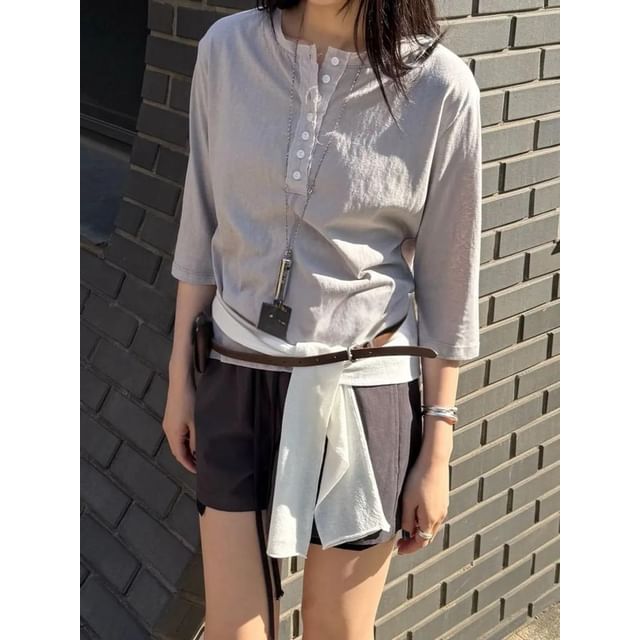 Seoulchic-Long-Sleeve Button-Up Plain Top