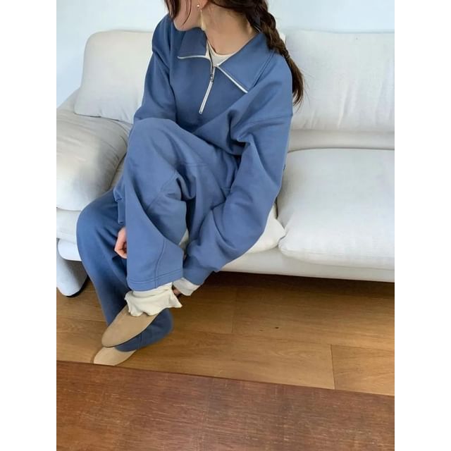 Seoulchic-Long-Sleeve Half-Zip Sweatshirt