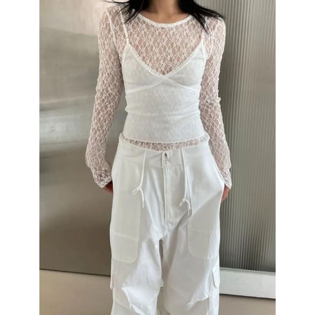 Seoulchic-Long-Sleeve Lace Top