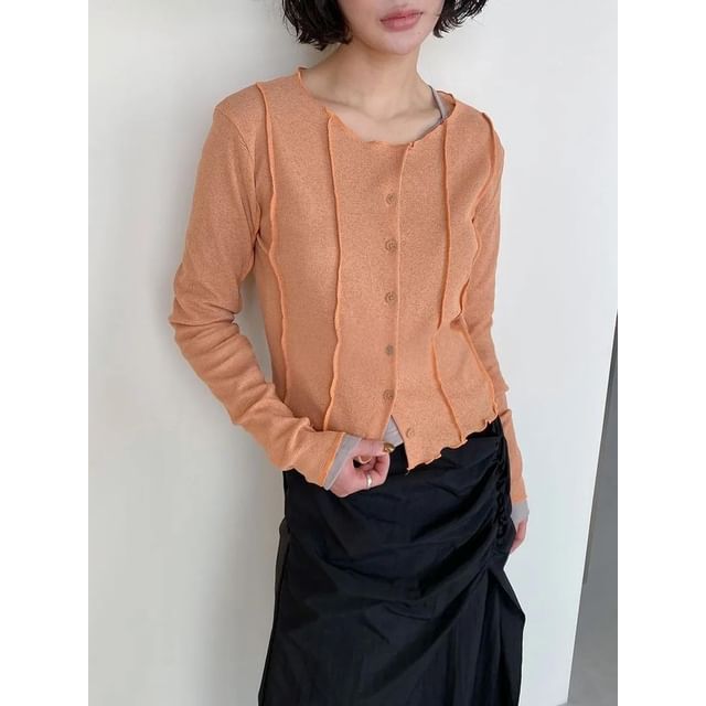Seoulchic-Long-Sleeve Plain Button-Up Top