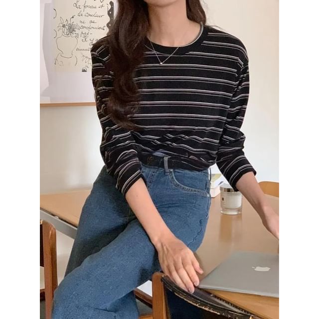 Seoulchic-Long-Sleeve Striped Top