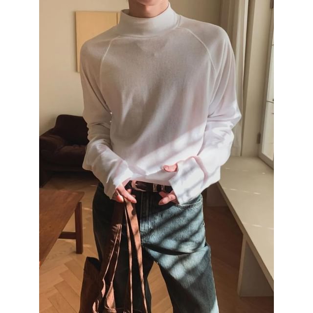 Seoulchic-Long-Sleeve Turtleneck Plain Top