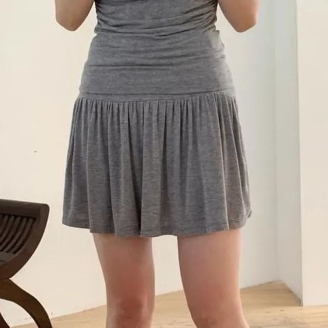 Seoulchic-Plain Shirred Mini Skirt