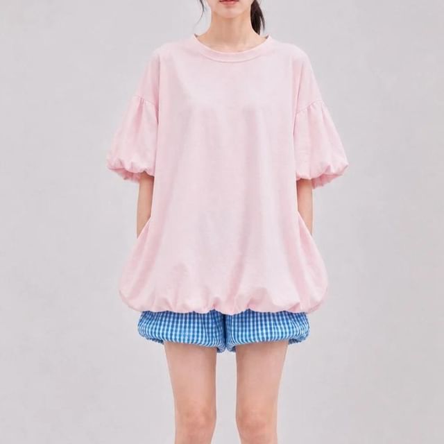 Seoulchic-Puff-Sleeve Balloon Hem Top