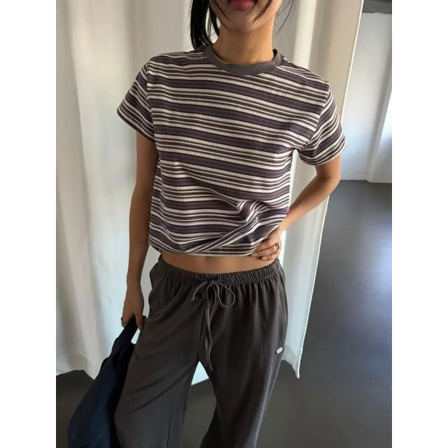 Seoulchic-Short-Sleeve Striped Top