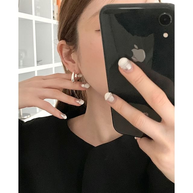SeoulMall-Alloy Hoop Earrings