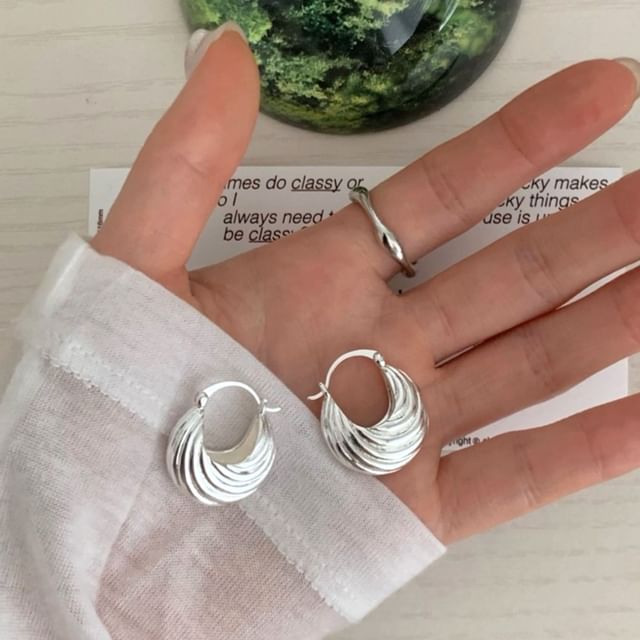 SeoulMall-Alloy Hoop Earrings