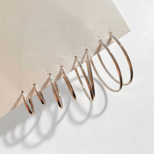 SeoulMall-Chunky Thin Hoop Earrings Pack
