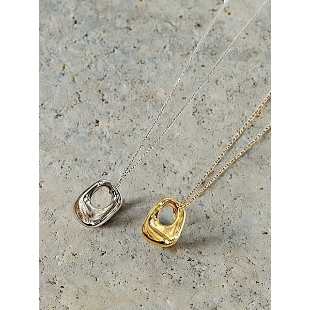 SeoulMall-Irregular Oval Pendant Necklace