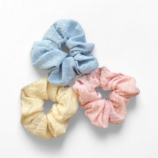SeoulMall-Plain Jacquard Scrunchie