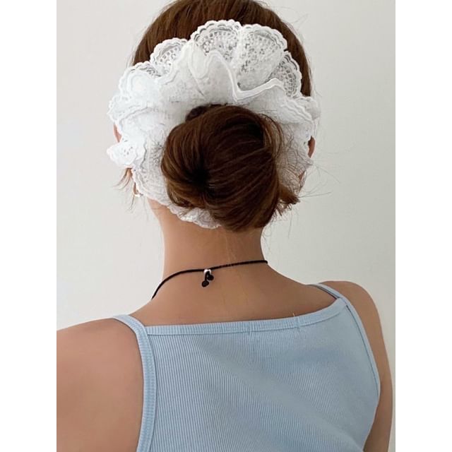 SeoulMall-Plain Lace Scrunchie