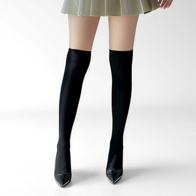 SeoulMall-Plain Over The Knee Socks