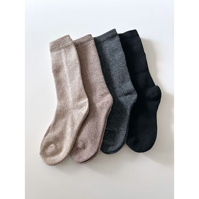SeoulMall-Plain Ribbed Socks