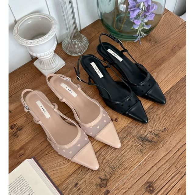 SeoulMall-Pointed Toe Mesh Slingback Sandals