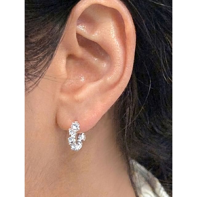 SeoulMall-Rhinestone Hoop Earrings