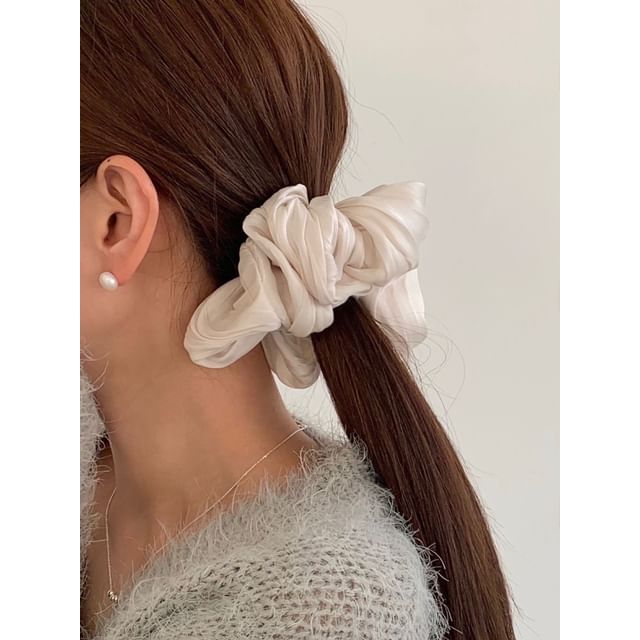 SeoulMall-Ruffled Satin Scrunchie