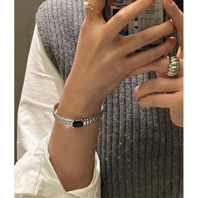 SeoulMall-Sterling Silver Agate Bracelet
