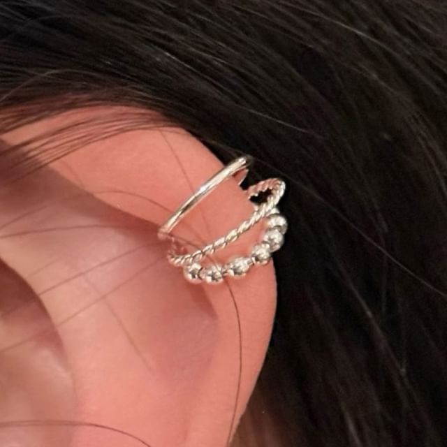 SeoulMall-Sterling Silver Layered Ear Cuff
