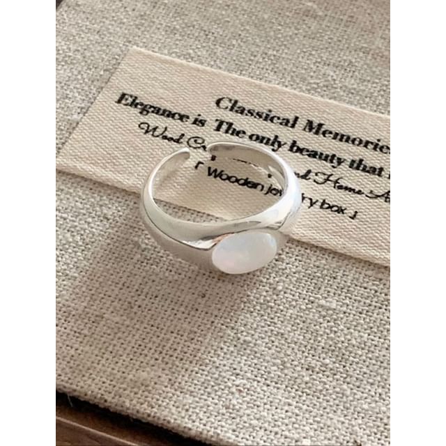 SeoulMall-Sterling Silver Opal Open Ring