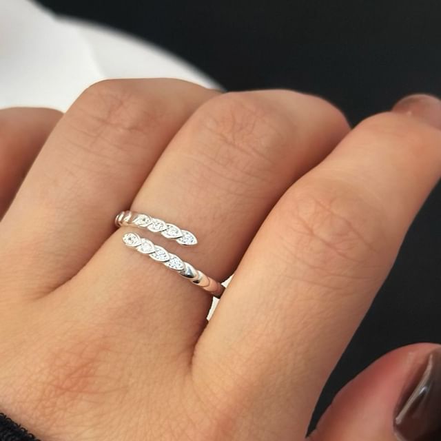 SeoulMall-Sterling Silver Rhinestone Open Ring