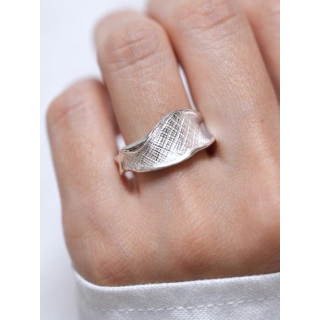 SeoulMall-Sterling Silver Textured Open Ring