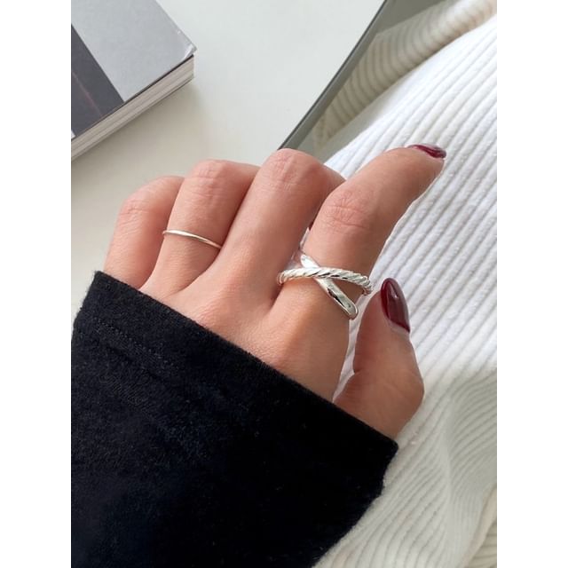 SeoulMall-Sterling Silver Twist Open Ring