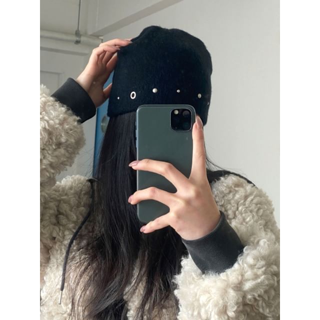 SeoulMall-Studded Knit Beanie