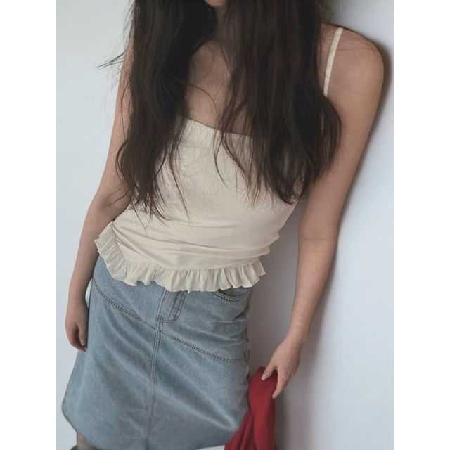 SeoulPop-Balletcore Ruffle Hem Tube Top