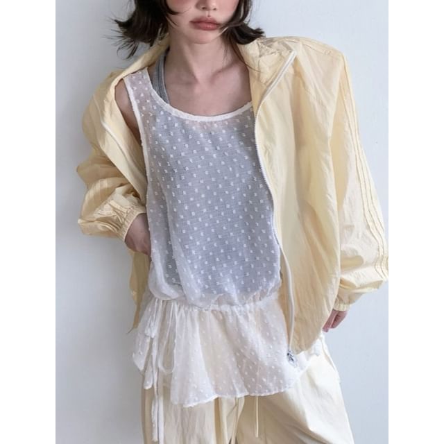 SeoulPop-Dot Sheer Mesh Tank Top
