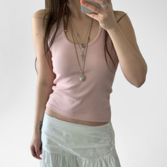 SeoulPop-Halter Plain Tank Top