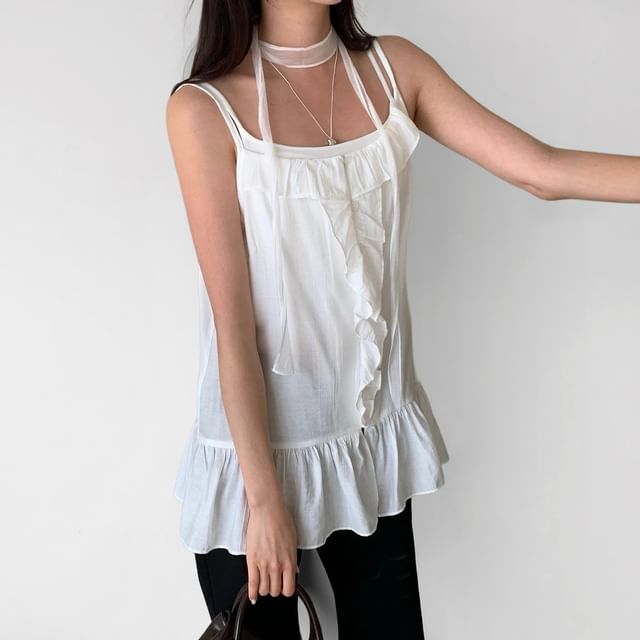 SeoulPop-Layered Ruffle Cami Top