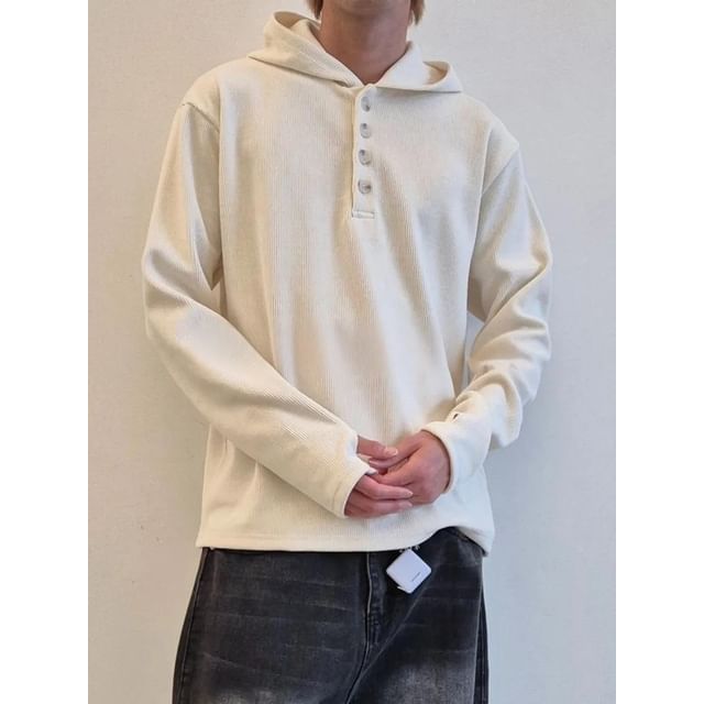 SeoulPop-Long-Sleeve Plain Hoodie