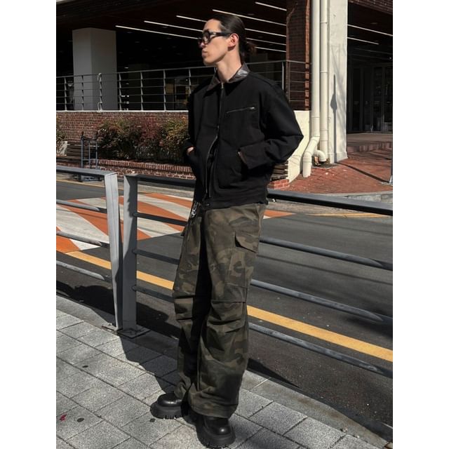 SeoulPop-Long-Sleeve Zip-Up Cargo Jacket