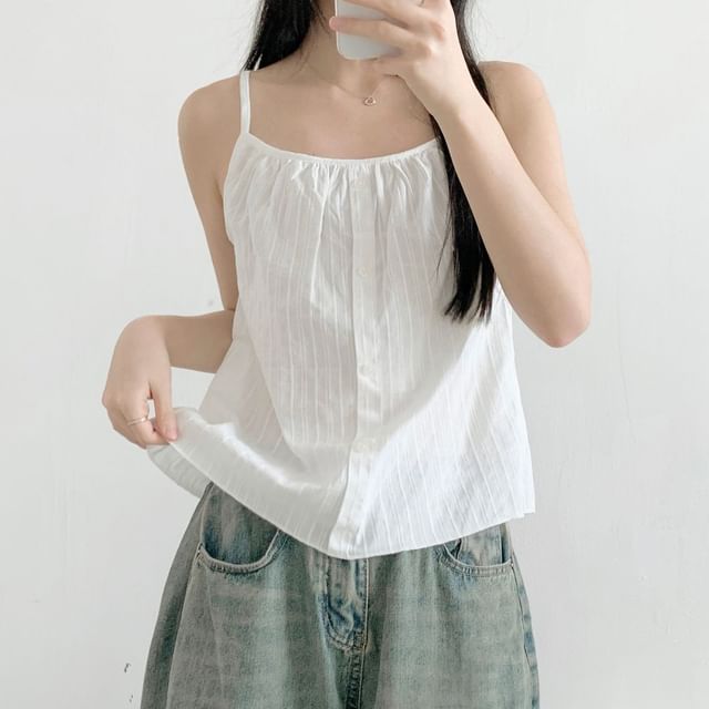 SeoulPop-Plain Buttoned Camisole Top