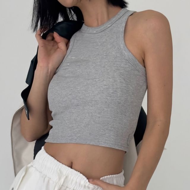 SeoulPop-Plain Cropped Tank Top