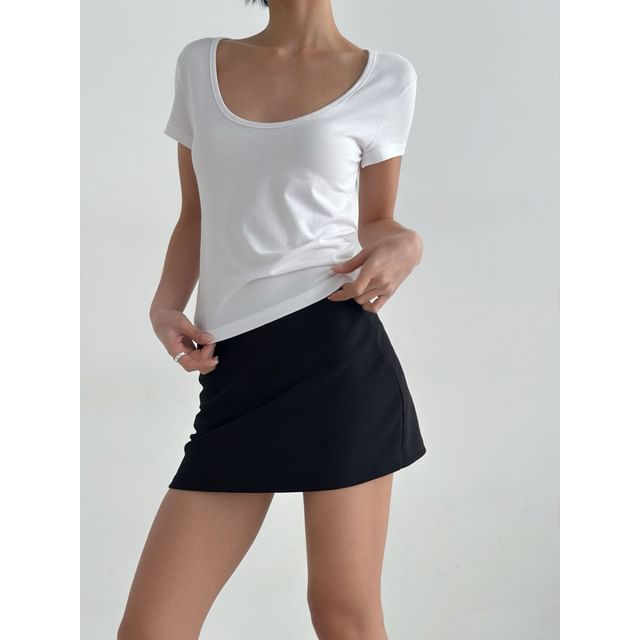 SeoulPop-Plain Mini Skirt