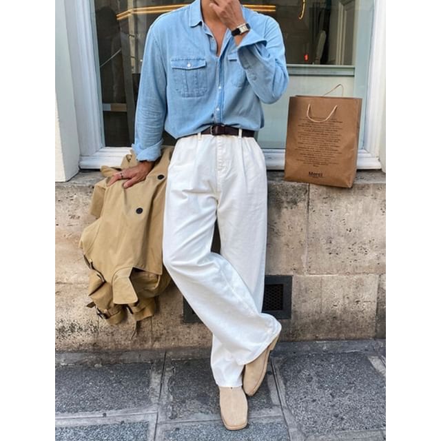 SeoulPop-Plain Straight Cut Pants