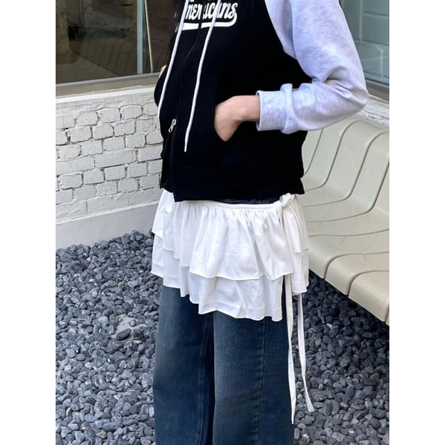 SeoulPop-Plain Tie-Strap Mini Skirt