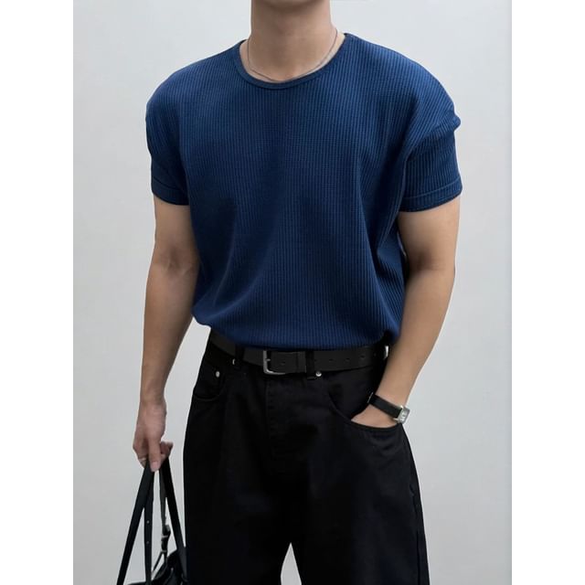SeoulPop-Short-Sleeve Ribbed Tee